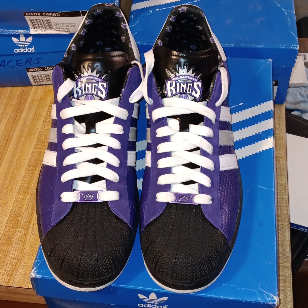 adidas Sacramento Kings Purple Black White Athletic Shoes